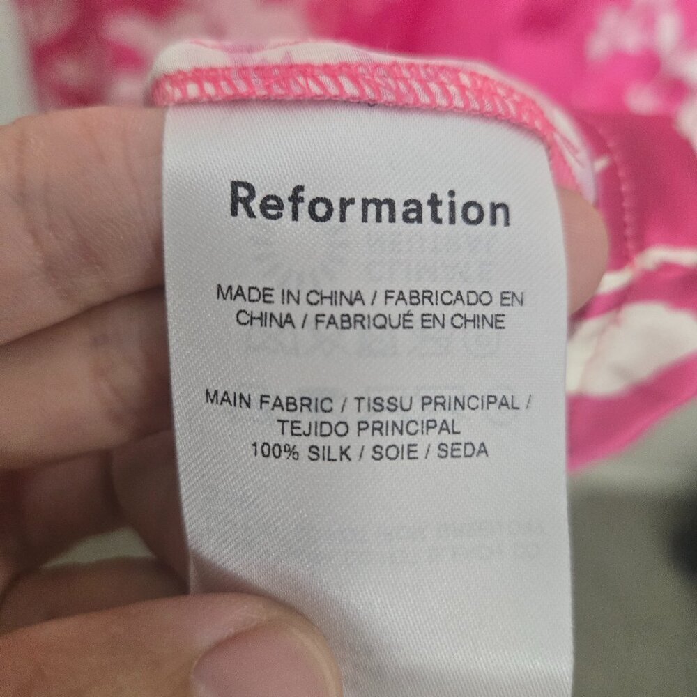 NEW Reformation Antoni Silk Dress Size 10 Hothouse Pink Floral NWT - Picture 9 of 9